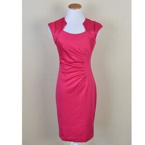 Calvin Klein Horseshoe Neck Ruched Scuba Sheath Dress Pink - 2